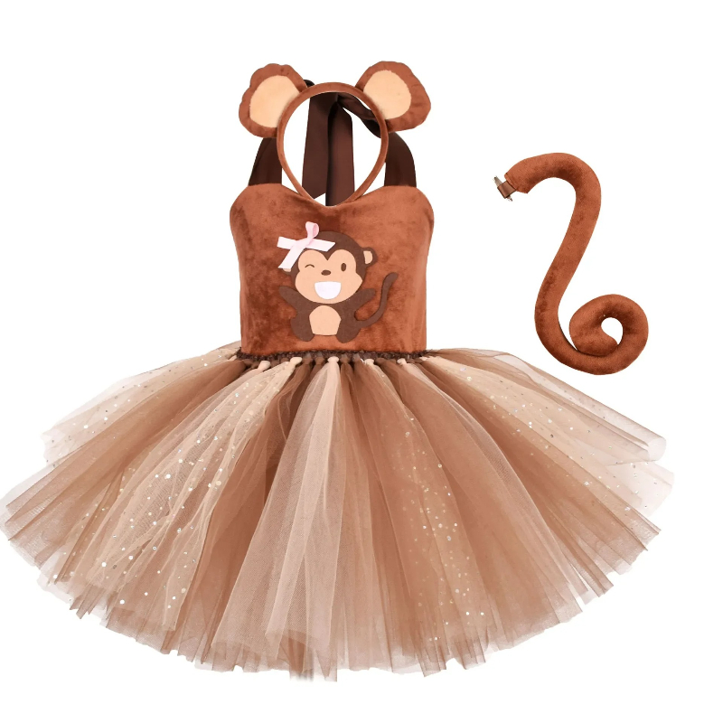 Macaco marrom tutu vestido par - Baby Clothing Dresser avaliação e preço